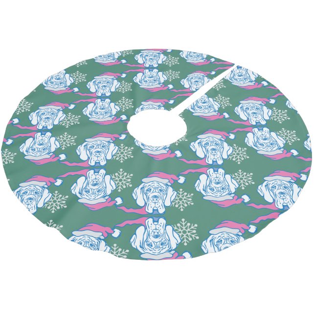 Weihnachts-Dogge Polyester Weihnachtsbaumdecke (Schrägansicht)