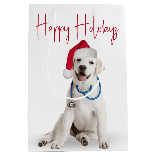 Weihnachts-Doktor Labrador Retriever Mittlere Geschenktüte (Vorderseite)