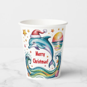 Weihnachts-Dolphin im tropischen Paradies Pappbecher