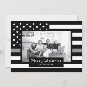 Weihnachts-Donnergrau-Line American Flag Foto-Kart Feiertagskarte