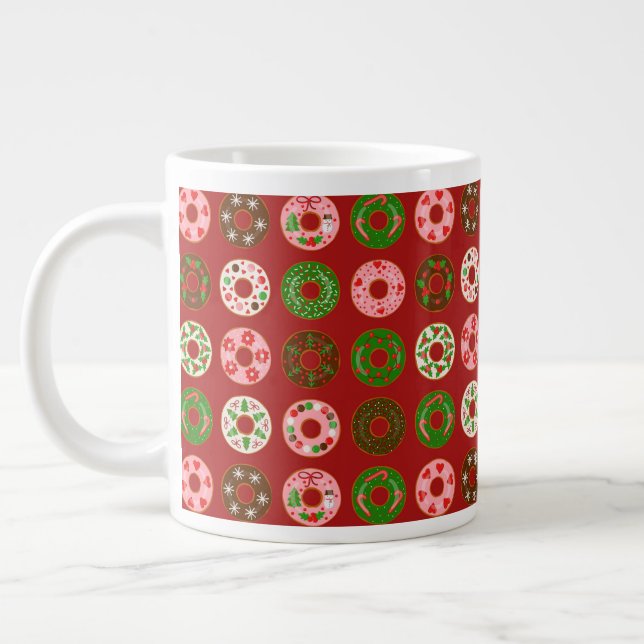 Weihnachts Donut Holiday Leckerei Muster Jumbo-Tasse (Links)