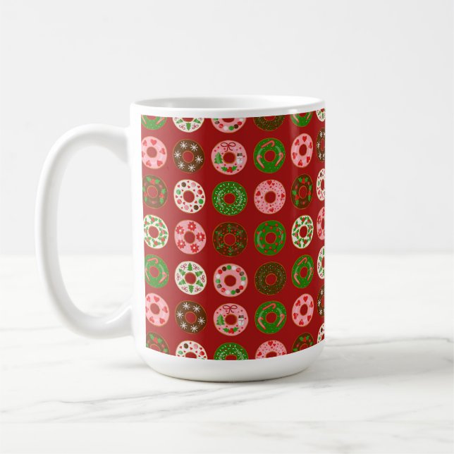 Weihnachts Donut Holiday Leckerei Muster Kaffeetasse (Links)