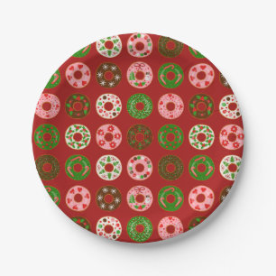 Weihnachts Donut Holiday Leckerei Muster Pappteller