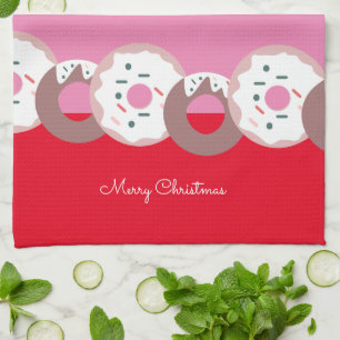 Weihnachts-Donuts Streusel Bäckerei  Frohe Weihnac Geschirrtuch