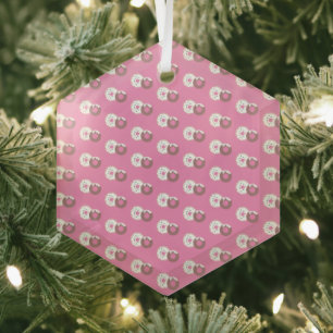 Weihnachts-Donuts Streusel Bäckerei  Pink  Ornament Aus Glas