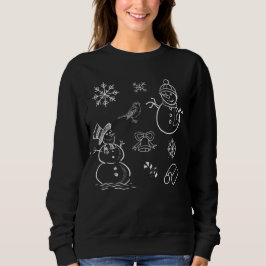 Weihnachts Doodle Snowman Funny Black and White Sw Sweatshirt