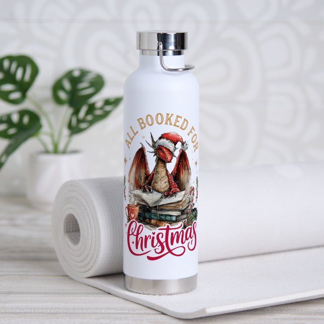Weihnachts-Drache mit Buch  Trinkflasche (Yoga (gedreht))