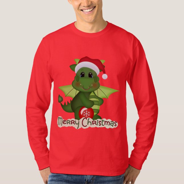 Weihnachts-Dragon Holiday Cartoon T - Shirt (Vorderseite)