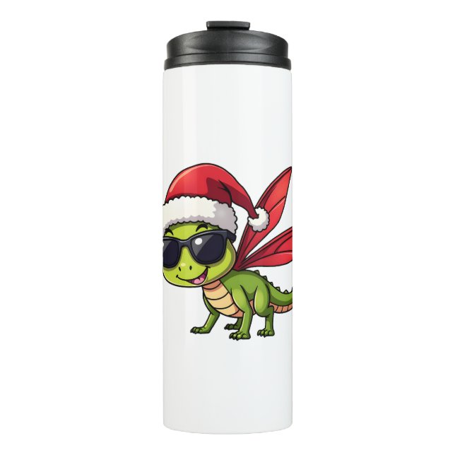 Weihnachts-Dragonfly-Weihnachtsmannmütze Funny Xma Thermosbecher (Vorderseite)