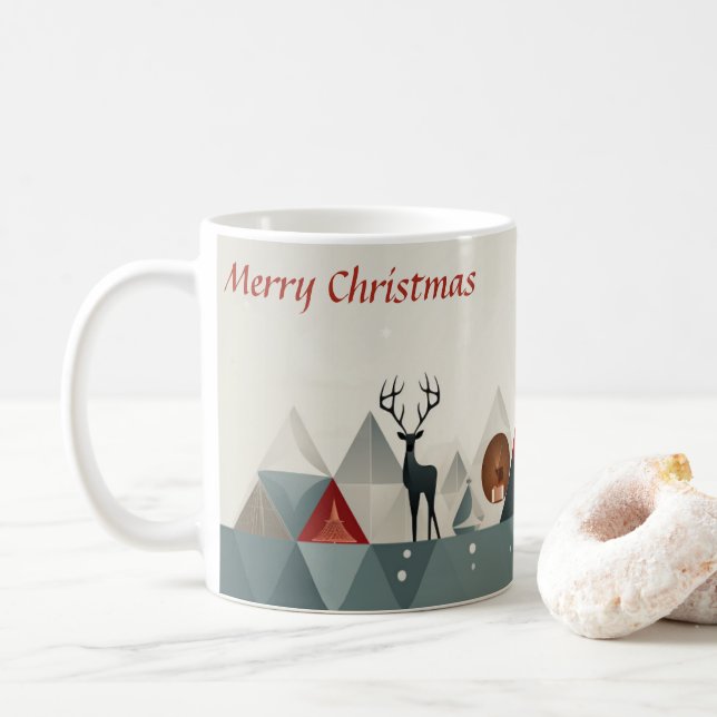 Weihnachts-Dreieck-Geige: Minimaler Weihnachtscup Kaffeetasse (Mit Donut)