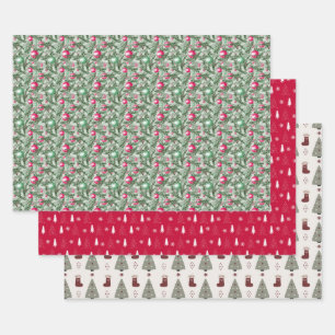 Weihnachts-Dreierpack Geschenkpapier Set