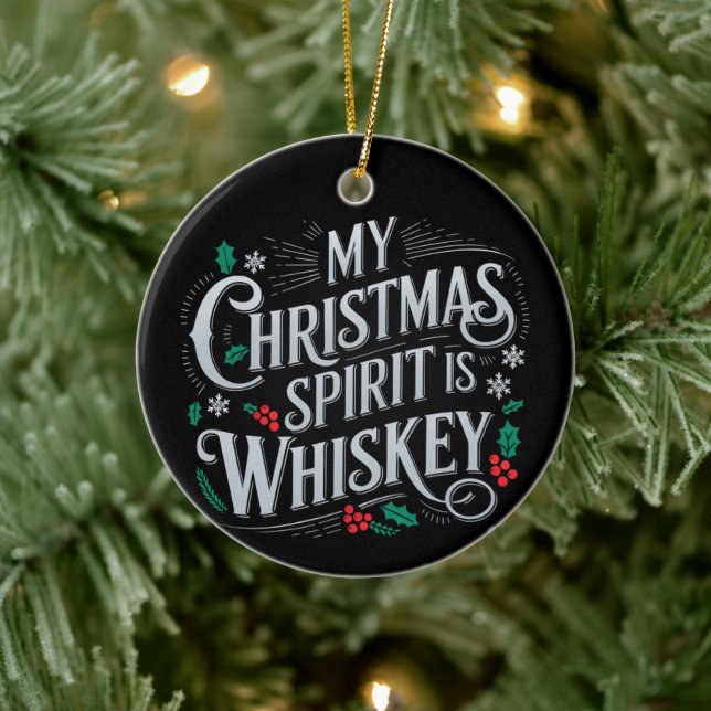 Weihnachts Drink Whiskey Liebhaber Drinker Sprichw Keramik Ornament (Baum)