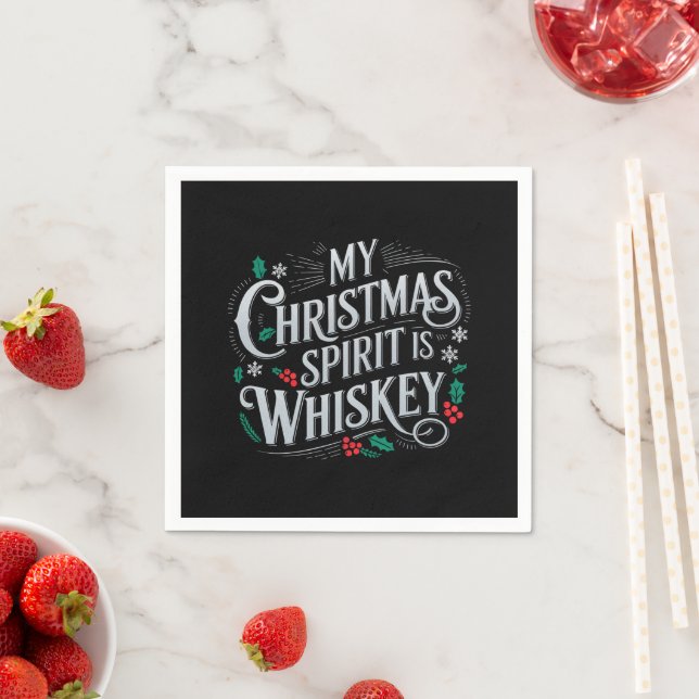 Weihnachts Drink Whiskey Liebhaber Drinker Sprichw Serviette (Beispiel)