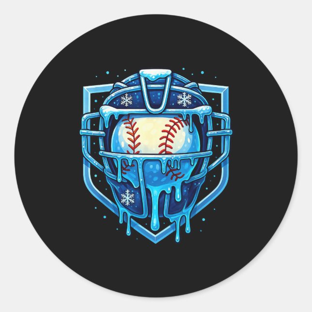 Weihnachts-Drip-Baseball-Fangmaske Eiscreme-Drip Runder Aufkleber (Vorderseite)