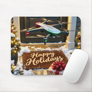 Weihnachts-Drohnen-Lieferung vor die Haustür Mousepad
