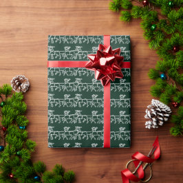 Weihnachts dunkelkieferngrün - Rentier niedlich Geschenkpapier