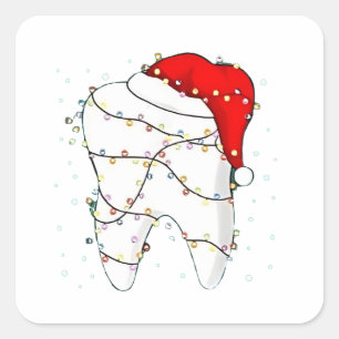 Weihnachts-Dunny-Zahnarzt-Feiertag Quadratischer Aufkleber
