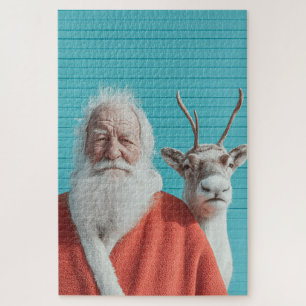 Weihnachts-Duo aus Santa und Rentier Puzzle