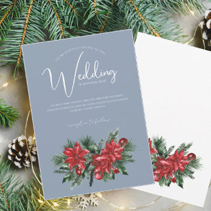 Weihnachts-Dusty Blue Winter Feierliche Hochzeit Einladung