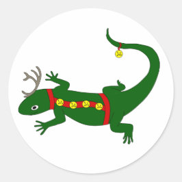 Weihnachts-Echsen-Aufkleber Runder Aufkleber