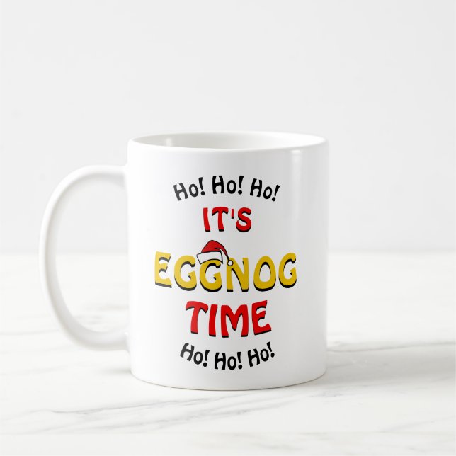 Weihnachts-Eggnog-Wortspiel-Witz Kaffeetasse (Links)