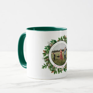 Weihnachts-Eichenkranz-Familienfoto Tasse