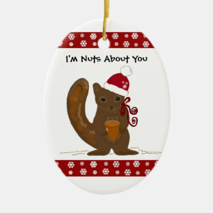 Weihnachts-Eichhörnchen mit süßer Aufschrift Keramik Ornament