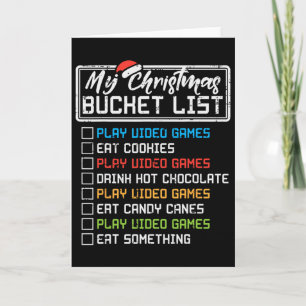 Weihnachts-Eimer-Liste Videospiele Xmas Gamer Jung Karte