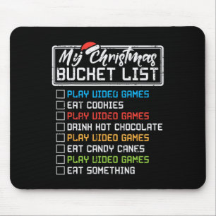 Weihnachts-Eimerliste Videospiele Xmas Gamer Junge Mousepad