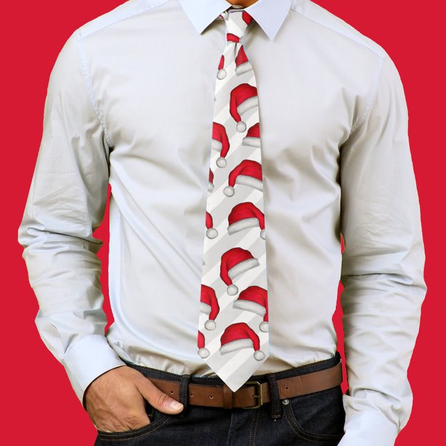 Weihnachts Einfache Niedliche Whimsiksche Weihnach Krawatte (Cute Santa hat pattern neck tie. )