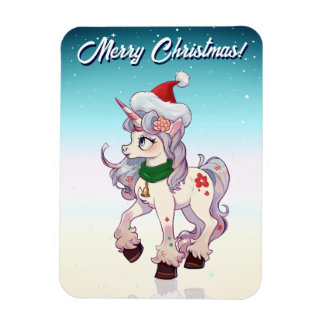 Weihnachts-Einhorn-Cartoon Magnet
