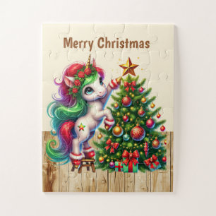Weihnachts Einhorn Fantasy Girls anpassbar Puzzle