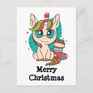 Weihnachts Einhorn Feiertagspostkarte