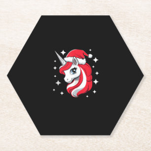Weihnachts-Einhorn für Mädchen roter Santa-Hut Win Untersetzer