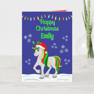 Weihnachts-Einhorn gefaltete Grußkarte Karte