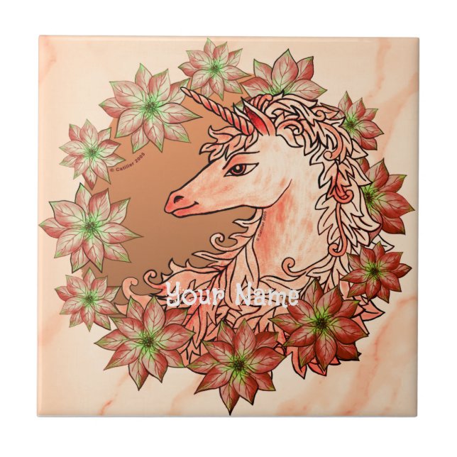 Weihnachts-Einhorn-Kachel Fliese (Vorderseite)