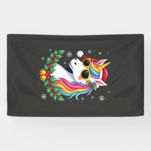 Weihnachts Einhorn Mädchen Jungen Xmas Santa Süße  Banner