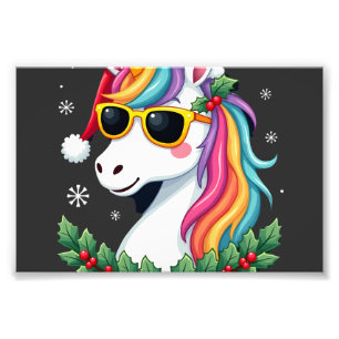 Weihnachts Einhorn Mädchen Jungen Xmas Santa Süße Fotodruck