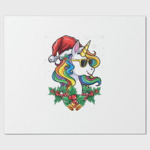 Weihnachts Einhorn Mädchen Jungen Xmas Santa Süße Geschenkpapier