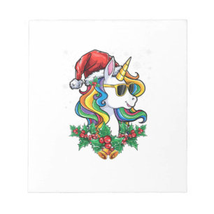 Weihnachts Einhorn Mädchen Jungen Xmas Santa Süße  Notizblock