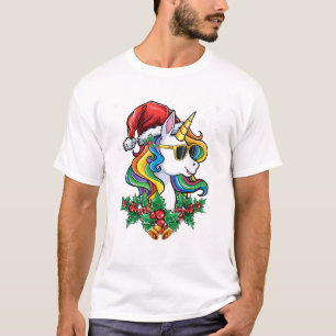 Weihnachts Einhorn Mädchen Jungen Xmas Santa Süße T-Shirt