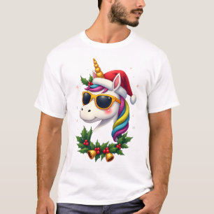 Weihnachts Einhorn Mädchen Jungen Xmas Santa Süße T-Shirt