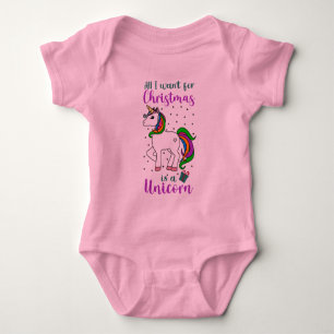 Weihnachts-Einhorn Magischer Regenbogen Grün Lila Baby Strampler