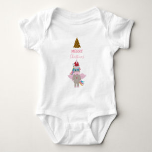Weihnachts-Einhorn-Santa-Hut Gold-Glitter Weihnach Baby Strampler