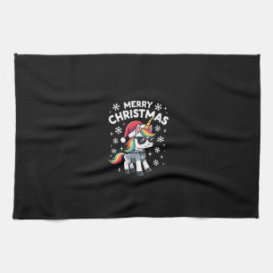 Weihnachts-Einhorn-Santa-Hut-T-Shirt (1) Geschirrtuch