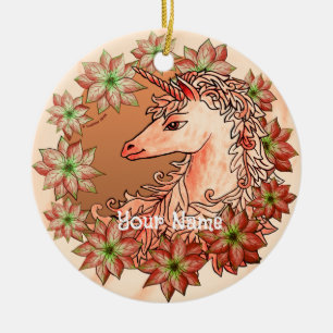 Weihnachts-Einhorn-Schmuck Keramik Ornament