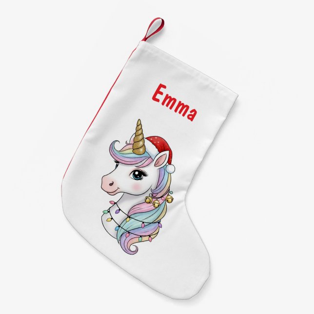 Weihnachts-Einhorn-Strumpf Kleiner Weihnachtsstrumpf (Vorderansicht (hängend))