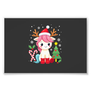 Weihnachts Einhorn Süß Magisch Xmas Kleinkind Mädc Fotodruck
