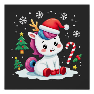 Weihnachts Einhorn Süß Magisches Xmas Kleinkind Mä Poster