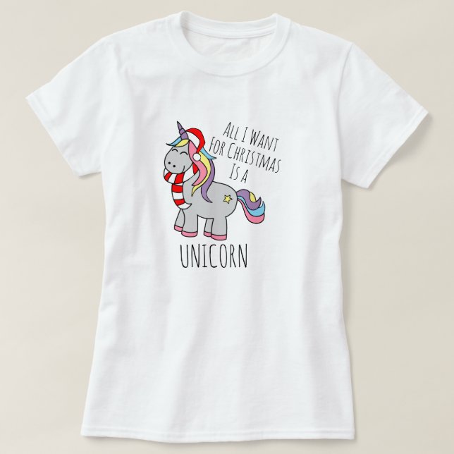 Weihnachts-Einhorn-T - Shirt (Design vorne)